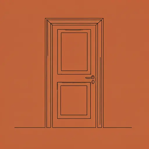 Porte minimaliste terracotta, symbole de passage